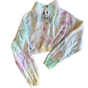 Aeropostale size XS crop top half zip sweatshirt tie dye excellent condition
